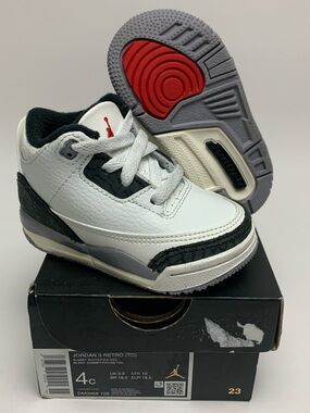 Nike Air Jordan 3 Retro Cement Grey/White Toddler Sneakers DM0968-106 Size 4C